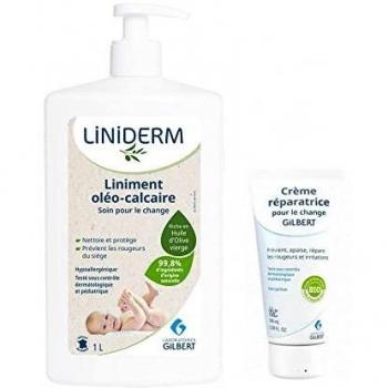 Liniderm Oleo‑Calcaire: 1‑Liter‑Pumpe + 100 ml Reparaturcreme – Gilbert