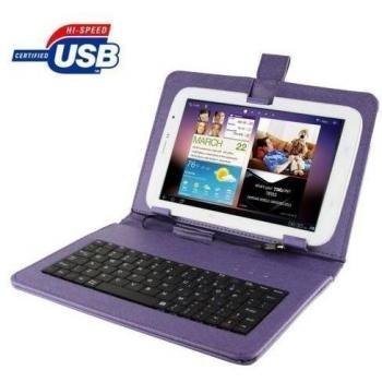 Universal Adjustable Cross Texture Leather Funda Carcasa Case con USB 2.0 disco Key Teclado, Suitable para 9.0 pulgadas Tablet PC