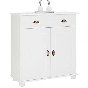 Buffet COLMAR en pin massif lasuré blanc avec 1 tiroir et 2 portes battantes