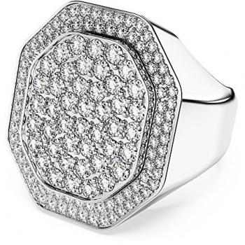 Anello Cocktail Swarovski Donna Placcato Rodio con Cristalli e Zirconia Taglia 50