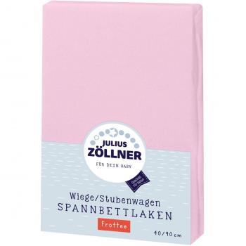 Frottee-Bettlaken für Wiegen (90×40 cm) – Julius Zöllner, Rosa, OEKO‑TEX 100