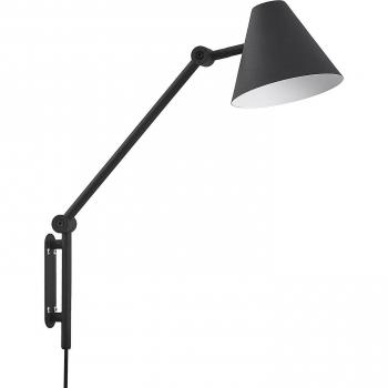 Aplique de pared Lucande Phina, moderno, negro, extensible 50,7 cm, 1 lámpara E27