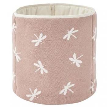 Panier de rangement libellules en tricot bio rose poudré