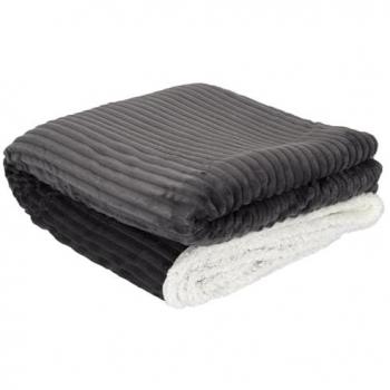 Côtelé Sherpa Plaid Gris 180×220 cm