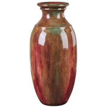 Florero de terracota elegante Beliani con diseño abstracto, color marrón y 65 cm de altura