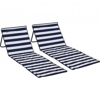 Outsunny Faltbare Strandmatte 2er-Set mit Tragetasche, verstellbar, Blau und Weiß, Stahl/Oxford