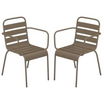 Sedie di metallo Tortora per giardino impilabili – doppio set