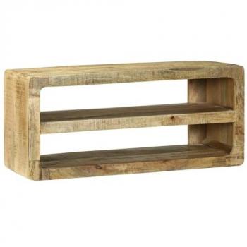 Tavolo TV con ripiano in legno di mango, colore bruno 80x32x36 cm