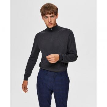 Selected Pullover Berg Half Zip Strickjacke Antraciet Grau Grau S
