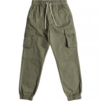 Cargohose QUIKSILVER WE GET BY CARGO SURF PANT YOUT Gr. 16 (170/176), N-Gr, grün (four leaf cl), Kinder, Obermaterial: 98% Baumwolle, 2% Elasthan, Hosen