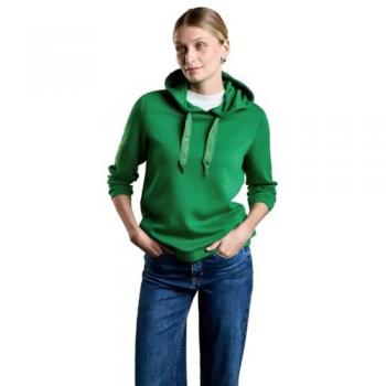 Street One Dames Zachte Jersey Hoodie in Groen, Maat 44