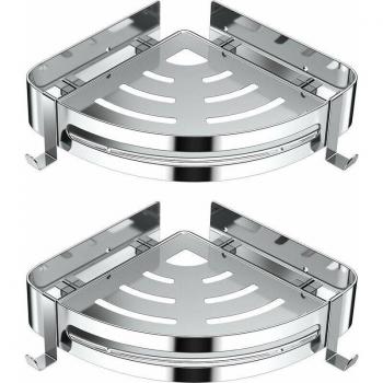 Aiperq 4-Hook Corner Shower Rack – 304 Stainless Steel, Drill-Free