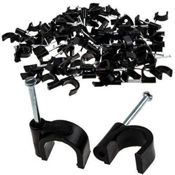 Large Round Black Cable Clips 12mm [100 Pack]