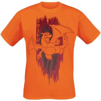 Pokémon Glurak Gamers T-shirt för han, S M, orange nyans