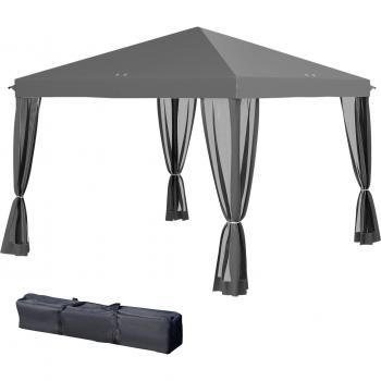Pergola a Tende Outsunny 3x3m Stile Barnum con Zanzariera e Scatola Portatile