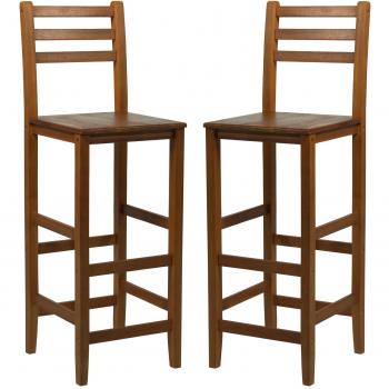HOMCOM Acacia Kitchen Stools – Two Piece Kit