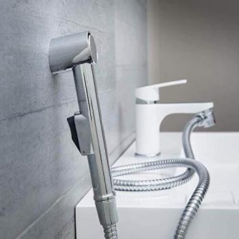 Brausegarnitur EISL, silber (chrom), H:18cm, ABS-Kunststoff, Brausegarnituren, Kunststoff-Brauseschlauch mit Handbrausehalter