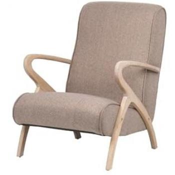 Butaca Vintage Ergonómica de Madera y Lino Marrón para Comedor 67x72x85 cm