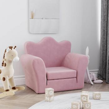 Lit-canapé pour enfants en peluche rose