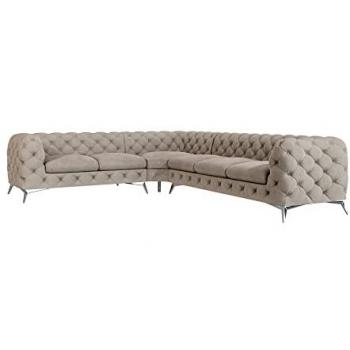 Canapé d'angle Crème Chesterfield avec Pieds Argentés