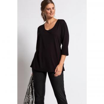 Plus Size Silky Stretch V-Neck Top, Black, Size 16/18, Viscose