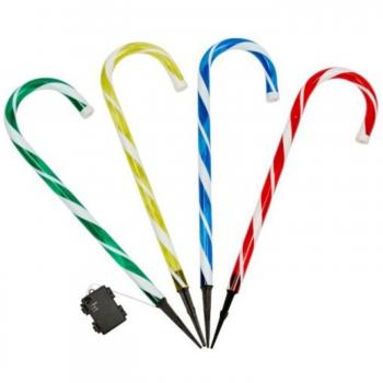 Set of 4 Battery Operated LED Candy Cane Stripe Path Lights