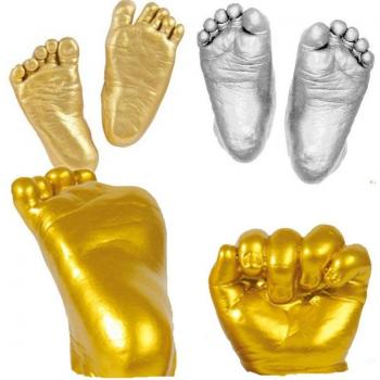 Set de Oro: Huellas de Manos y Pies en Yeso