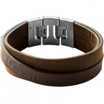 Fossil Bracciale Classico Uomo Pelle e Acciaio