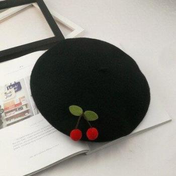 Autumn Winter Cherry Wool Beret