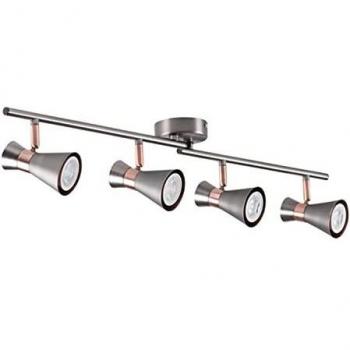 Luminaire Plafond KANLUX 4 spots GU10 10 W, IP20, 65 mm Ø, 715 mm haut, couleur Argent-Cuivre