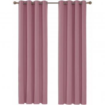 Deconovo Thermal Insulated Eyelet Curtains Pink 55 x 114 Inch