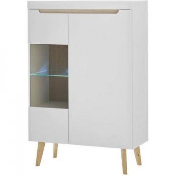 Isgard Vitrine in Weiß Matt und skandinavischer Eiche