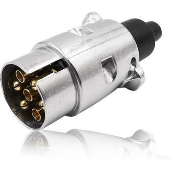 Prise d’attelage 12 V, norme européenne, robuste en aluminium 7 broches