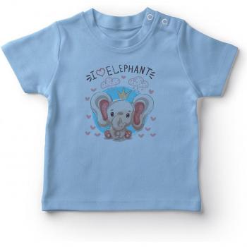 Bébé garçon T-shirt bleu éléphant Angemiel couronne