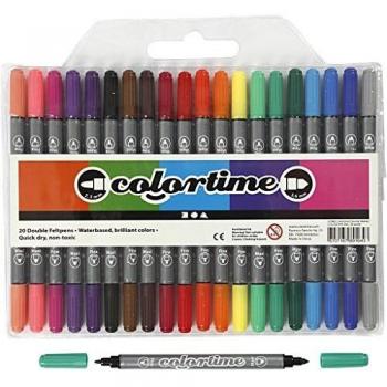 Colortime Two-Ended Markers, Multi-Color, 20 Pieces