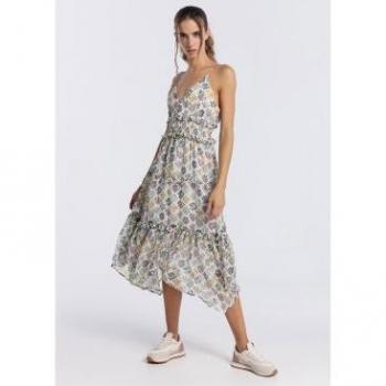 Lois midi robe sans manches en polyester
