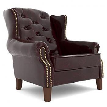 Luxuriöser Chesterfield Ohrensessel mit Holzfüßen