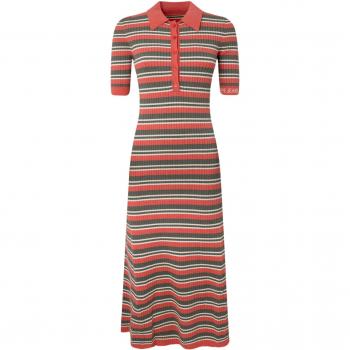 Pepe Jeans VESTIDO LARGO PUNTO CANALÉ RAYAS Crispy Red