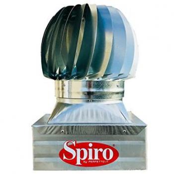 Comignolo Rotante Spiro Eolico 220x220mm Acciaio Zincato Base Quadrata Incastro