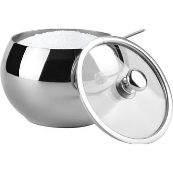 Taza Inox de Azúcar con Cuchara y Tapa Transparente