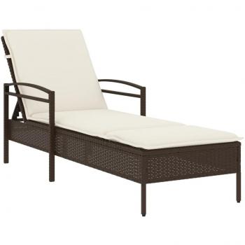 Espreguiçadeira de Jardim 63x200x81 cm Vime PE Castanho