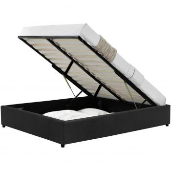 Lit Kennington avec rangement en velours noir 140x190 cm
