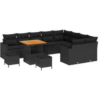 Set Poltrona da Giardino con Accatastamento – 12 pezzi – Nero