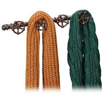 Appendiabiti da Parete, Design Industriale, 4 Ganci, 6,5x46,5x6 cm, Marrone