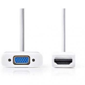 HDMI to VGA Converter Cable with 3.5mm Output, 0.2m, White