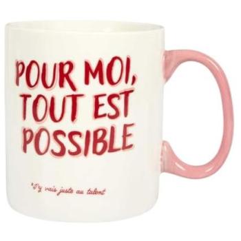 Mug Surdimensionné 70 cl en Céramique Blanc/Rose Girl Power