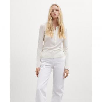 Camiseta Ecoalf Gaviealf blanca crema de manga larga para mujer