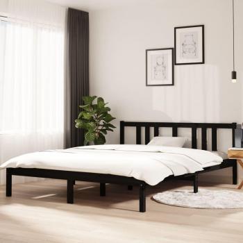 King Size Bed Frame 150x200 cm Black Solid Wood