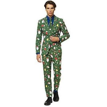 OppoSuits Santaboss Green Christmas Jacket and Pants Set for Men