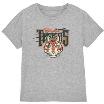 Kids Size 9‑11 Stranger Things Hawkins Tigers Scratch Tee – Heather Grey